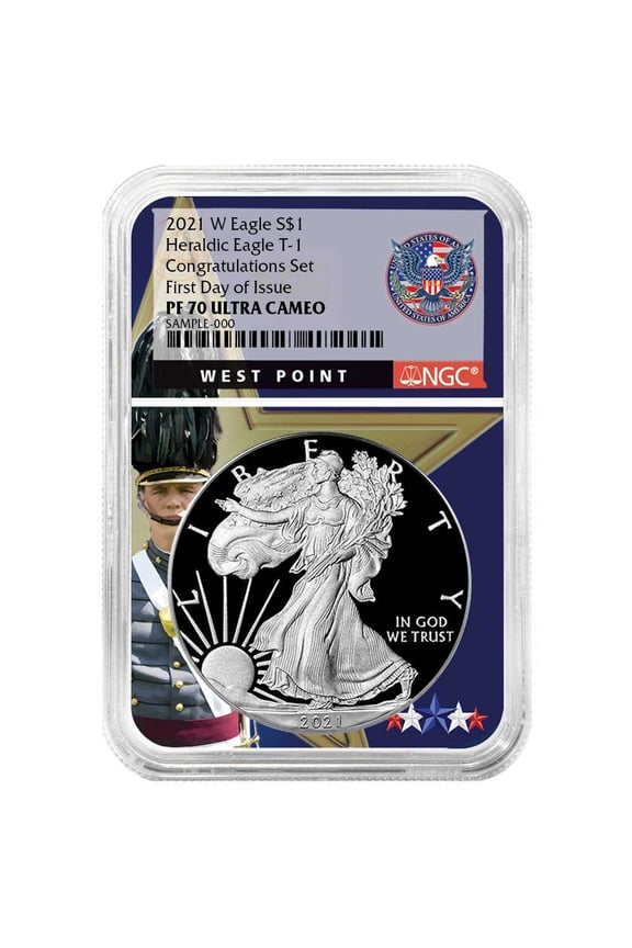 2021-W Proof $1 Type 1 American Silver Eagle Congratulations Set NGC PF70UC FDI West Point Core