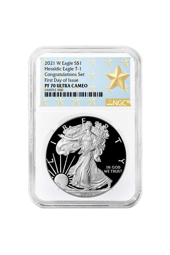 2021-W Proof $1 Type 1 American Silver Eagle Congratulations Set NGC PF70UC FDI West Point Star Label