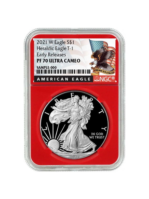 2021-W Proof $1 Type 1 American Silver Eagle NGC PF70UC ER Black Label Red Core