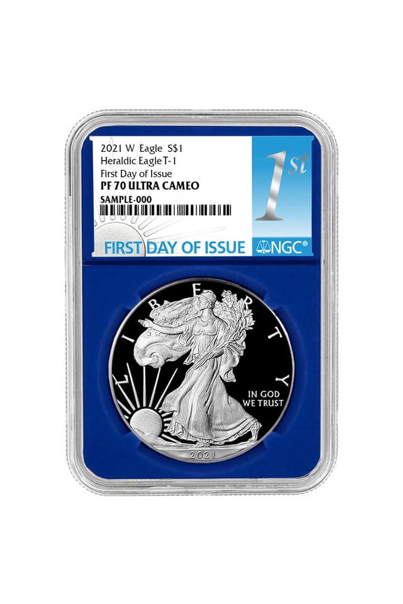 2021-W Proof $1 Type 1 American Silver Eagle NGC PF70UC FDI First Label Blue Core