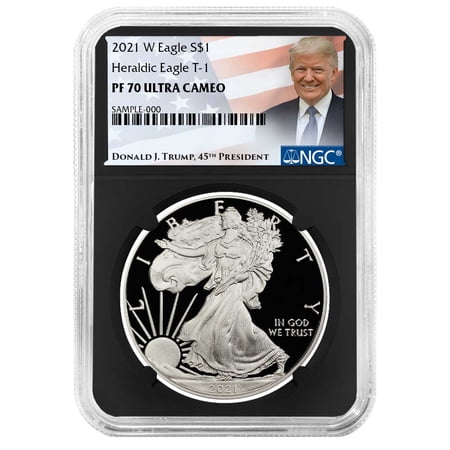 2021-W Proof $1 Type 1 American Silver Eagle NGC PF70UC Trump Label Retro Core