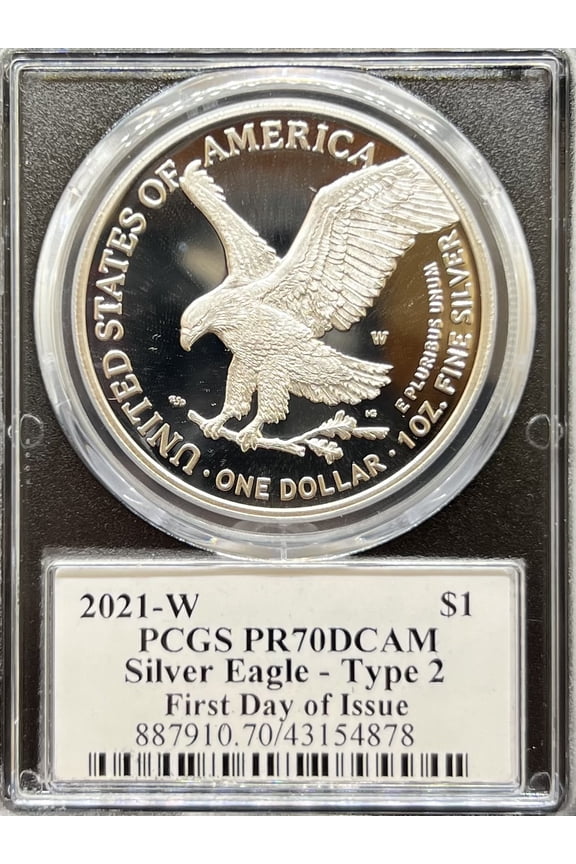 2021-W Silver Eagle T2 First Day Issue PR70DCAM PCGS Black Core (PA43154878)