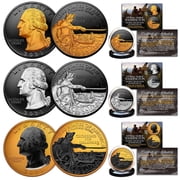2021 WASHINGTON CROSSING DELAWARE Quarters BLACK RUTHENIUM GOLD SILVER Set of 3