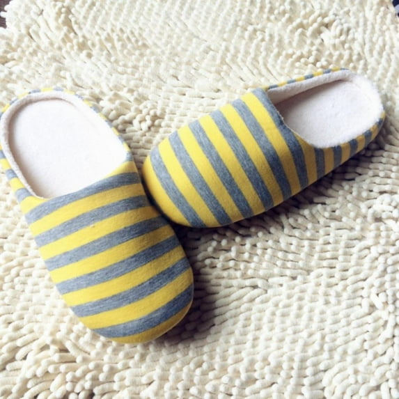 2021 Women Retail Drop Shipping Striped Indoor Slippers Unisex Women House Shoes Non-Slip Warm Cotton Slippers Floor Slippers