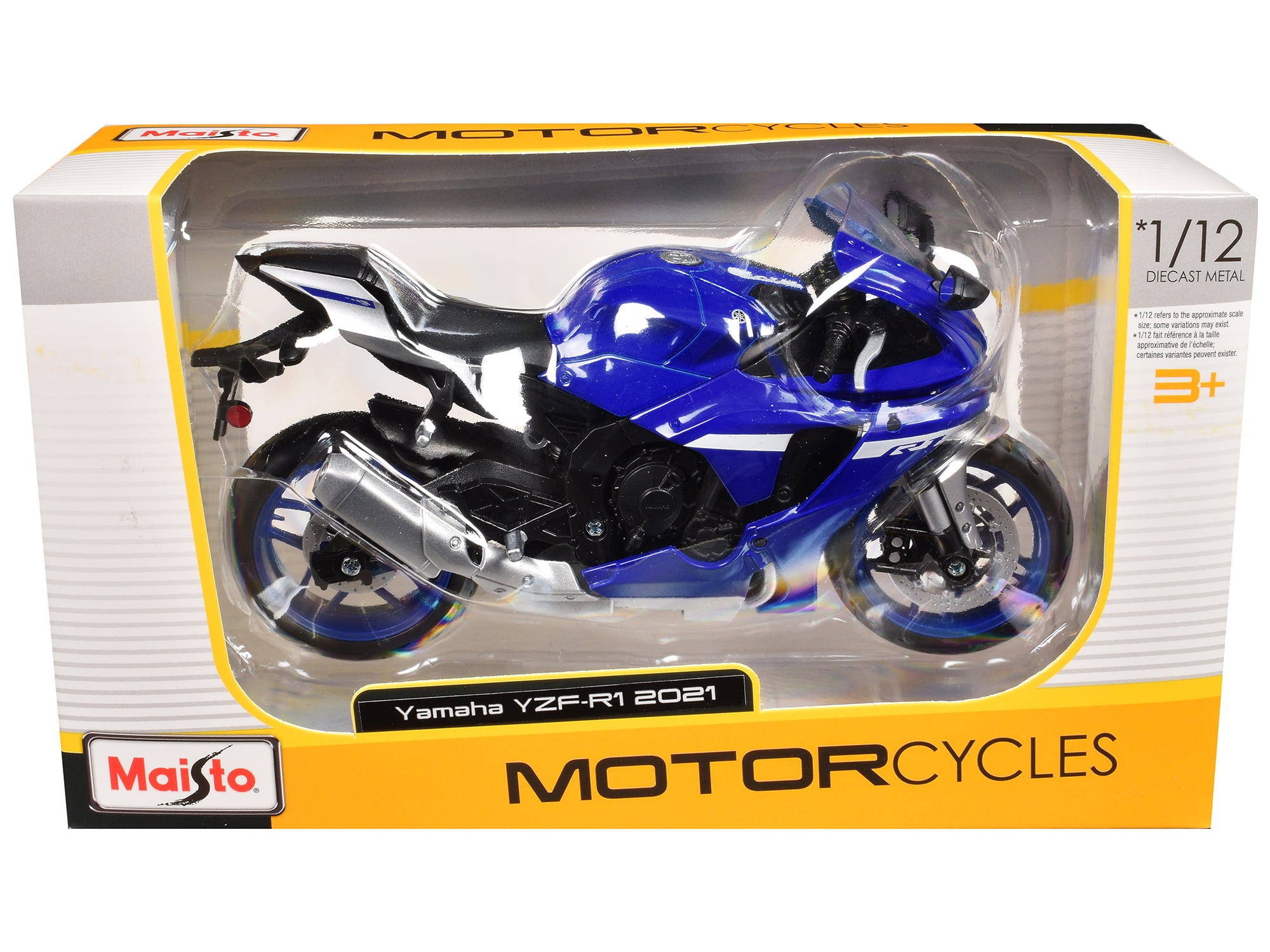 2021 Yamaha YZF-R1 Motorcycle Blue 1/12 Die Cast Model by Maisto