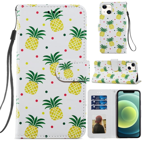 2021 iPhone 13 Case (6.1 Inch) - TECH CIRCLE Synthetic Leather/Silicone Flip Cute Wallet Case with [Card Holders] Slim Fit Lightweight Fold Stand Folio Cover (Cactus)