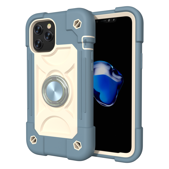 (2021) iPhone 13 Mini Case 5.4 Inch - TECH CIRCLE Heavy Duty Protection Shockproof Kickstand Case Silicone/Plastic Protective Rugged Cute Simple Cover with Ring Holder (D Dark Blue)