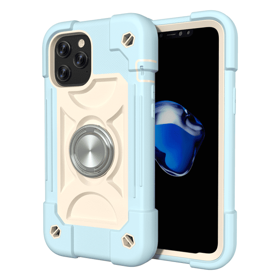 (2021) iPhone 13 Mini Case 5.4 Inch - TECH CIRCLE Heavy Duty Protection Shockproof Kickstand Case Silicone/Plastic Protective Rugged Cute Simple Cover with Ring Holder (C Blue)