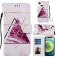 thumbnail image 1 of 2021 iPhone 13 Mini Case (5.4 Inch) - TECH CIRCLE Synthetic Leather/Silicone Flip Cute Wallet Case with [Card Holders] Slim Fit Lightweight Fold Stand Folio Cover (Triangle Marble), 1 of 7