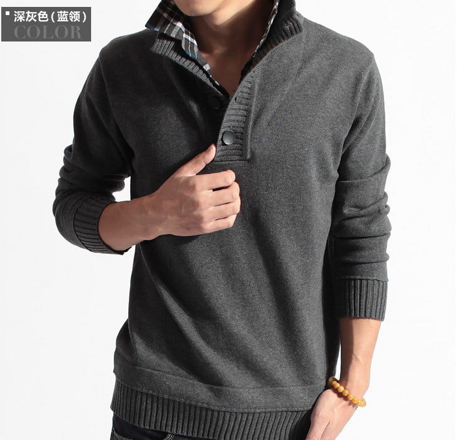 2021 new men‘s sweater Korean style fake twopiece Men‘s sweater shirt