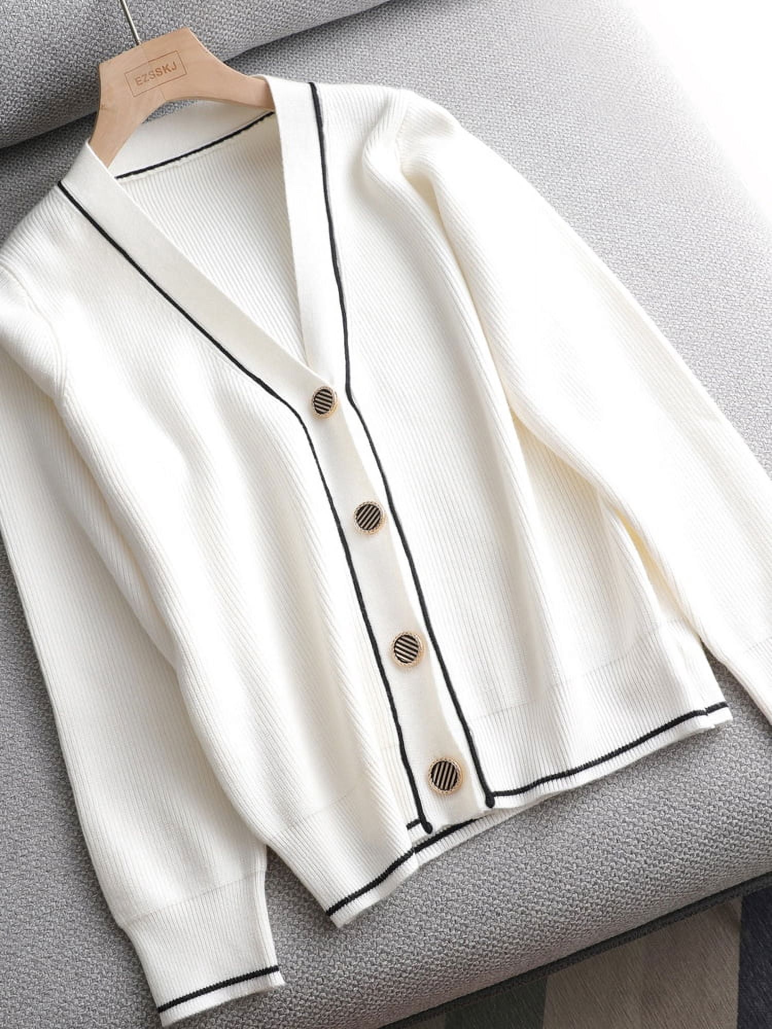 2021 white black solid Sweater cardigans jacket ladies new women thick