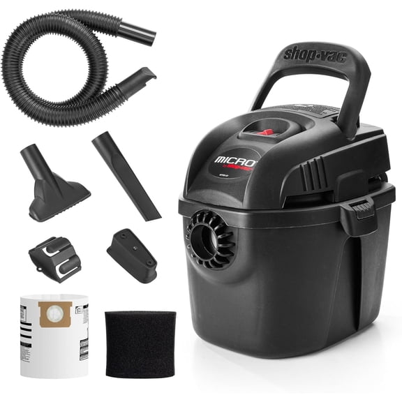 2021005 1 Gallon Micro Wet/Dry Vacuum, 1.0 Peak HP, 1.25 Inch Diameter x 4 Foot Hose, 6 Food Cord, Lightweight And Portable, Quick Pickup