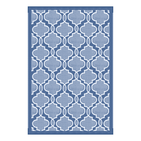 Lippert All Weather 6ft x 9ft Blue Patio Mat - Durable Outdoor Rug (MPN: 2021028005)