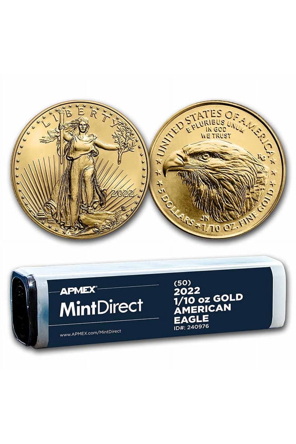 2022 1/10 oz American Gold Eagles (50-Coin MintDirect Tube)