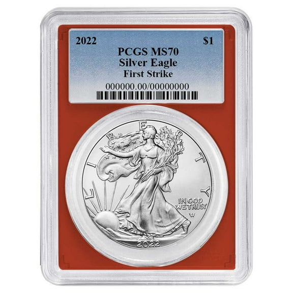 2022 $1 American Silver Eagle PCGS MS70 FS Blue Label Red Frame