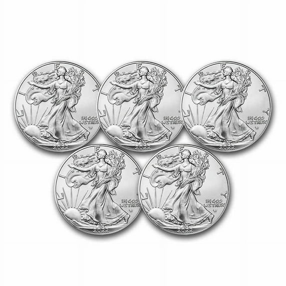 2022 1 oz American Silver Eagle Coin BU (Lot of 5)