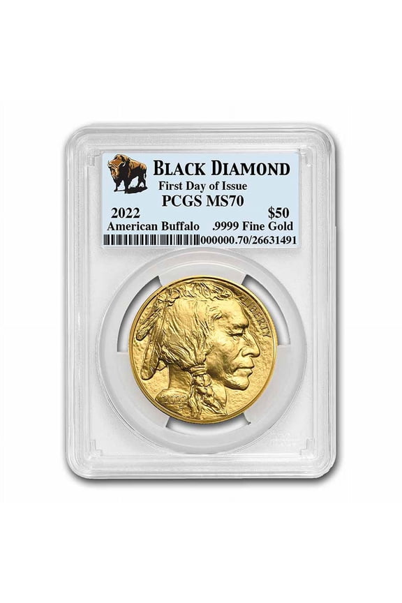 2022 1 oz Gold Buffalo MS-70 PCGS (FDI, Black Diamond)
