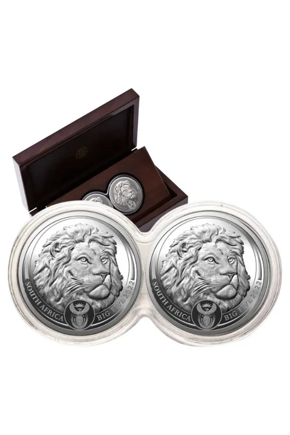 2022 1oz South African Big Five Series II - Lion .999 Silver Proof 2 Coin Set