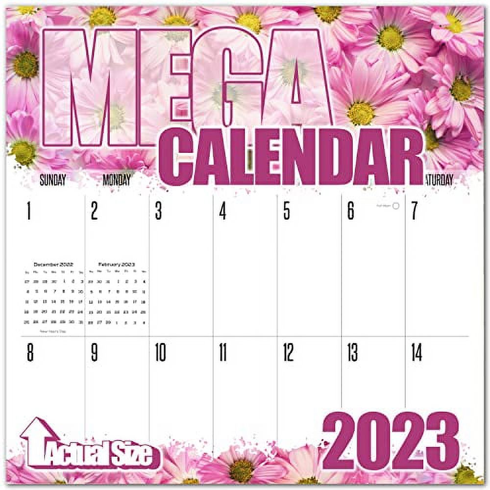 2022 2023 LARGE GRID Wall Calendar Flowers Large Print Big Grid Wall