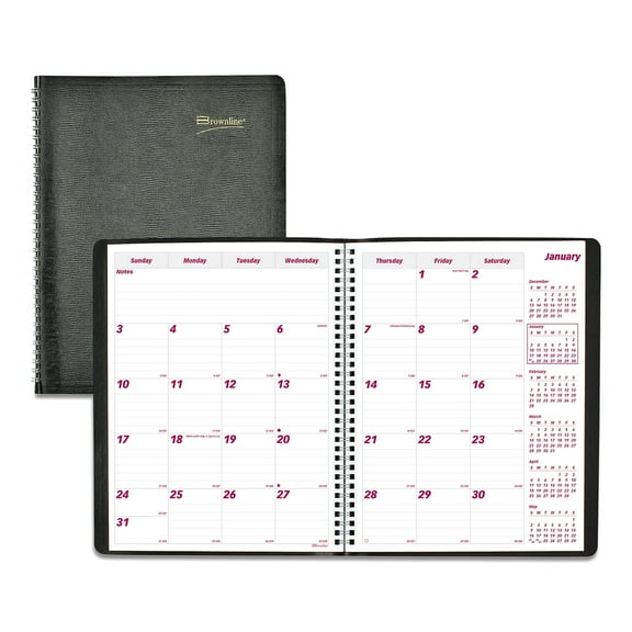 2022-2024 Brownline 11 x 8.5 Essential Collection 14-Month (Dec to Jan) Ruled Monthly Planner Black