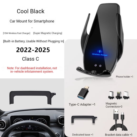 2022-2025 For Mercedes Benz C Class C-Class W206 Phone Holder Wireless Charger Car Screen Mobile Phone Mount 12.3 Inch Size