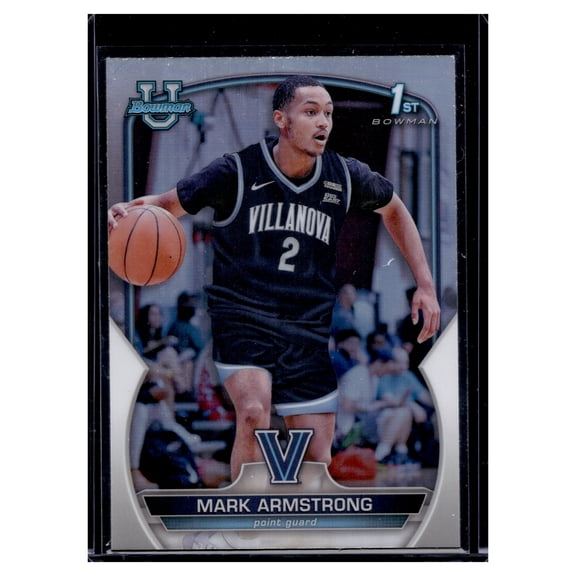 2022-23 Bowman University Chrome Mark Armstrong Villanova Wildcats Basketball Trading Card Chrome Refractor Rookie SP
