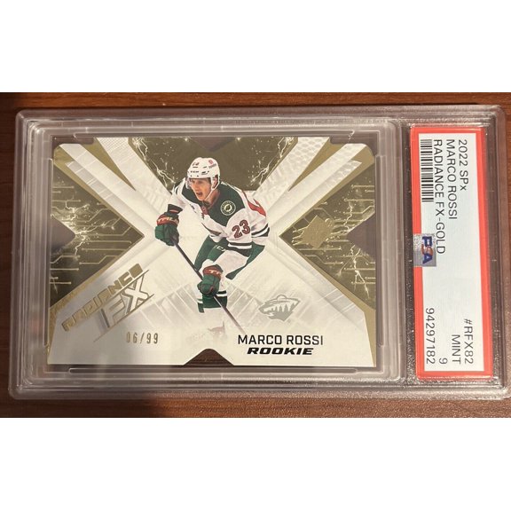 2022-23 SPx - Radiance F/X - Gold Marco Rossi #RFX82 Gold Rookie PSA 9