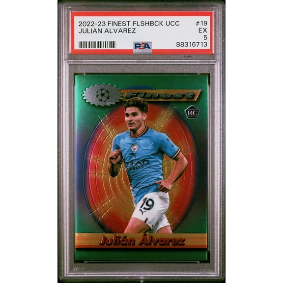 2022-23 Topps Finest Flashbacks UEFA Club Competitions Julian Alvarez #19 PSA 5