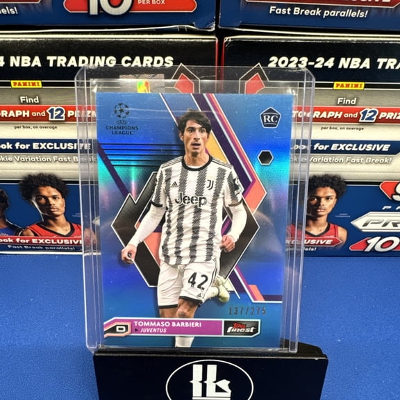 2022-23 Topps Finest UEFA Club Competitions Tommaso Barbieri #149 Sky Blue Refractor Parallel/Variety Rookie Base Set