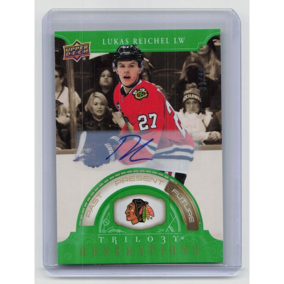 2022-23 Upper Deck Trilogy Generations Green /49 Rookie Auto Lukas Reichel TG-7C Blackhawks Hockey Card
