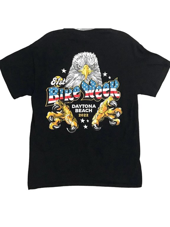 2022 81st Daytona Beach Bike Week Short Sleeve T-Shirt Men's Black Eagle XL