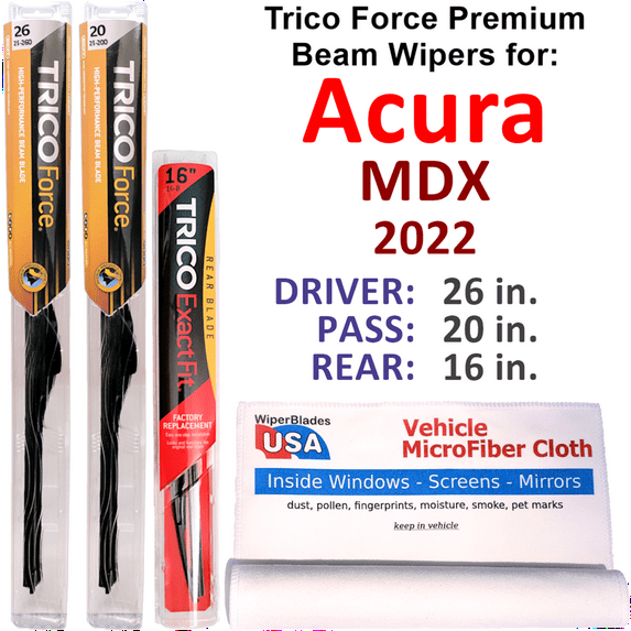 2022 Acura MDX Performance Beam Wipers (Set of 3) w/Rear Wiper