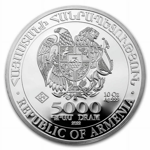 2022 Armenia 10 oz Silver 5000 Drams Noahs Ark