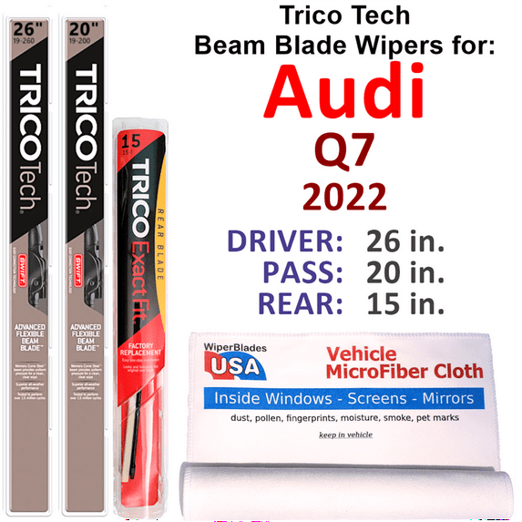 2022 Audi Q7 Beam Blade Wipers (Set of 3) w/Rear Wiper
