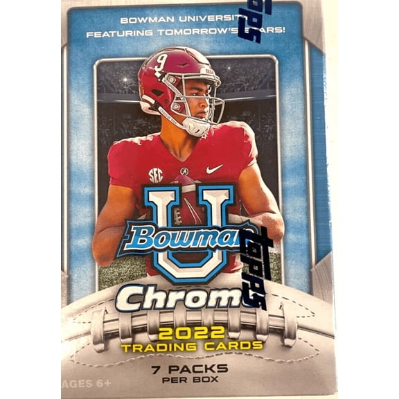 2022 Bowman Chrome University Football Factory Sealed Blaster Box 7 Packs