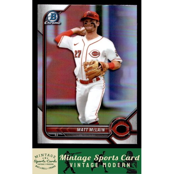 2022 Bowman Draft Matt McLain BDC-100 Chrome Refractor Cincinnati Reds Baseball Card