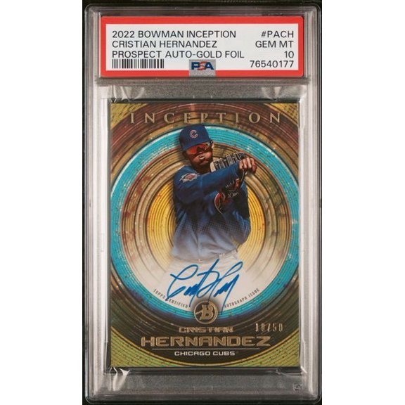 2022 Bowman Inception Prospect Autographs Cristian Hernandez #PACH Gold Foil PSA 10