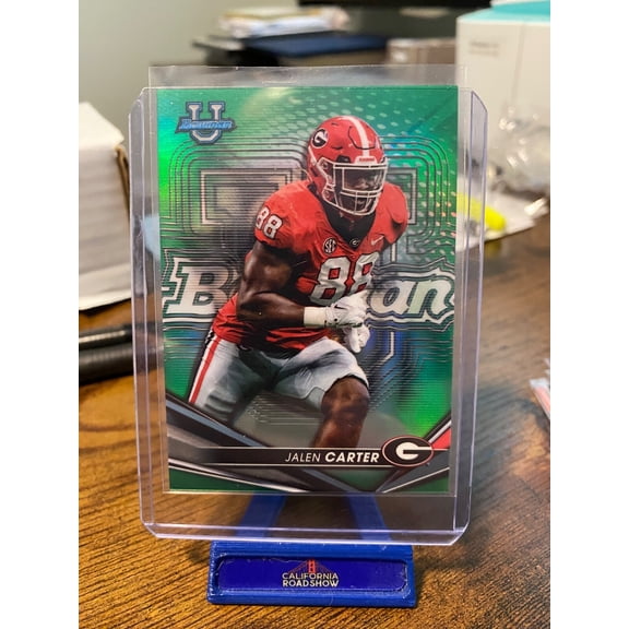 2022 Bowman Green Jalen Carter #13 Rookie Serial Numbered Near Mint Football Card