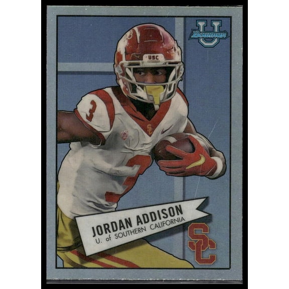 2022 Bowman University Chrome 1952 Bowman #52BF-12 Jordan Addison USC Trojans Football Card