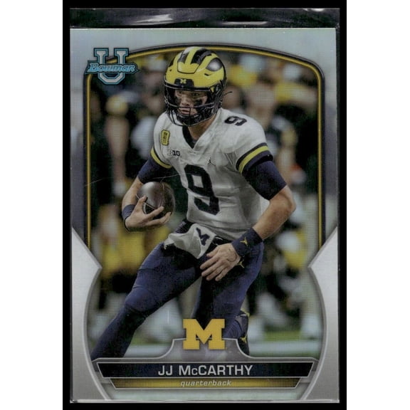 2022 Bowman University Refractor Football Card JJ McCarthy #48 Michigan Wolverines