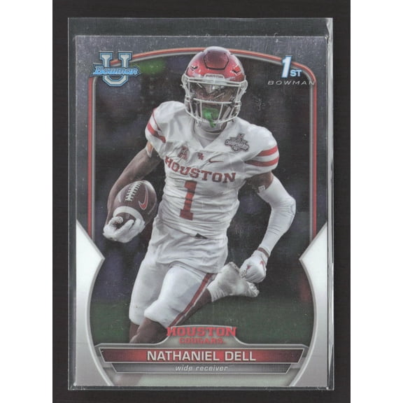 2022 Bowman University Nathaniel Dell #49 1st Bowman Football Card Houston Cougars