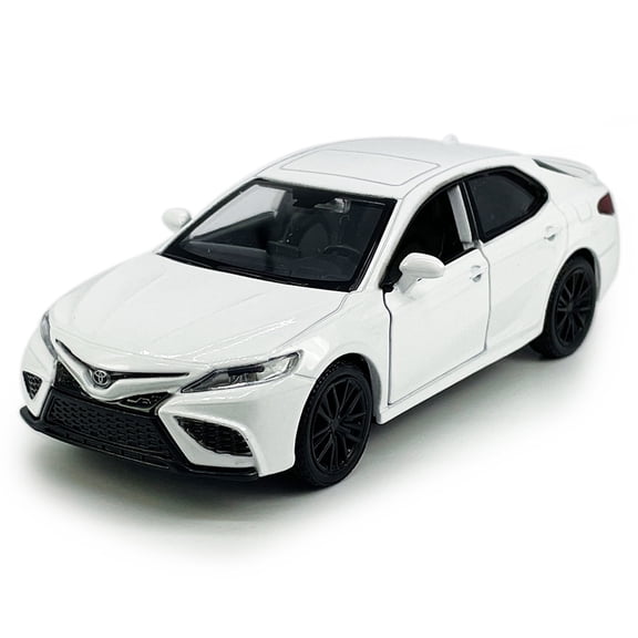 Camry XSE 2022 Model Car 1/36 Scale Diecast Toy Cars Metal Alloy Children’s Die-cast Vehicles, Pull Back Doors Open, Black Rim, Collection for Adults Men, Kids Toys for Boys Gifts, white