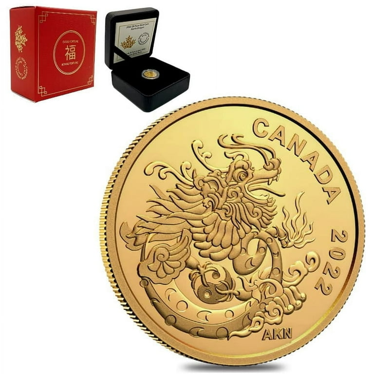 Royal Canadian Mint, 2022 Canada 1/20 oz Earth Dragon Proof Gold