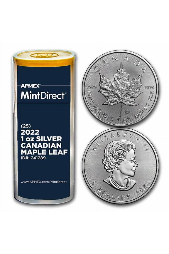 2022 Canada 1 oz Silver Maple Leaf (25-Coin MintDirect Tube)