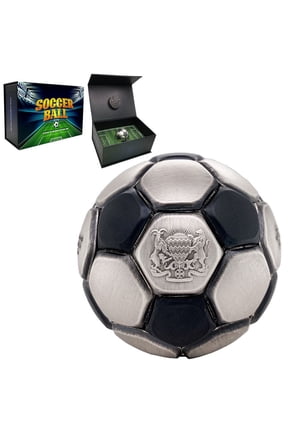 2022 Chad 30 Gram Silver Soccer Ball Spherical Antiqued Coin .999 Fine (w/Box)