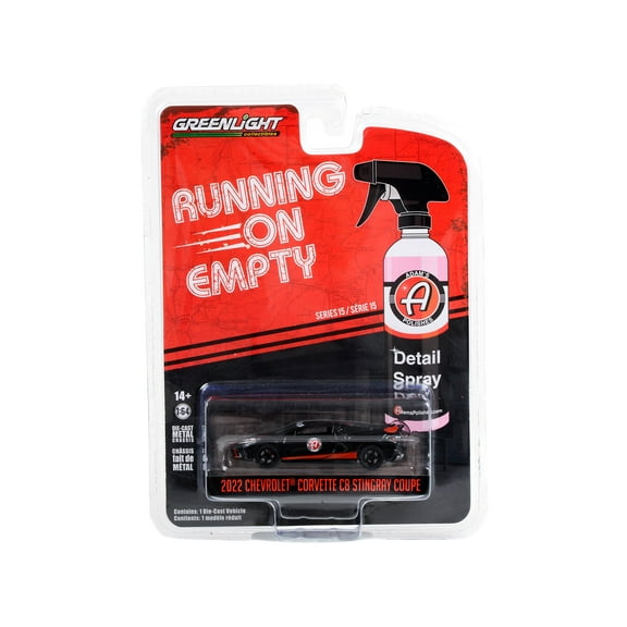 2022 Chevrolet Corvette C8 Stingray Coupe Black w/Red Stripes "Running on Empty" 1/64 Diecast Model Car by Greenlight