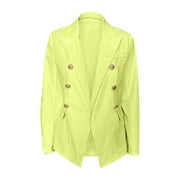 "2022 Clearance!" Olyvenn Long Sleeve Solid Office Coat Cardigans Suit Jacket Long Outwear Womens Top Plus Size Loose Casual Women Buttons Green L