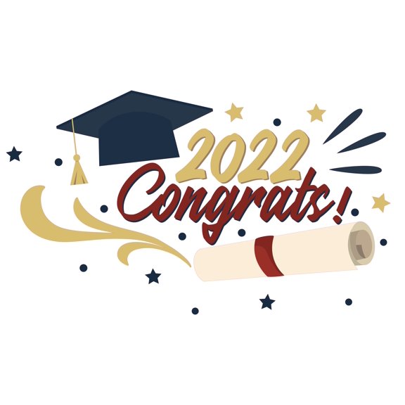 2022 Congrats Home Bedroom Lettering Art DÃ©cor Graduation Hat Diploma Design 19" x 30" Removable Wall Decal Sticker - Multicolored Class Of 2022 Graduates Adhesive Living Room Wall Decoration