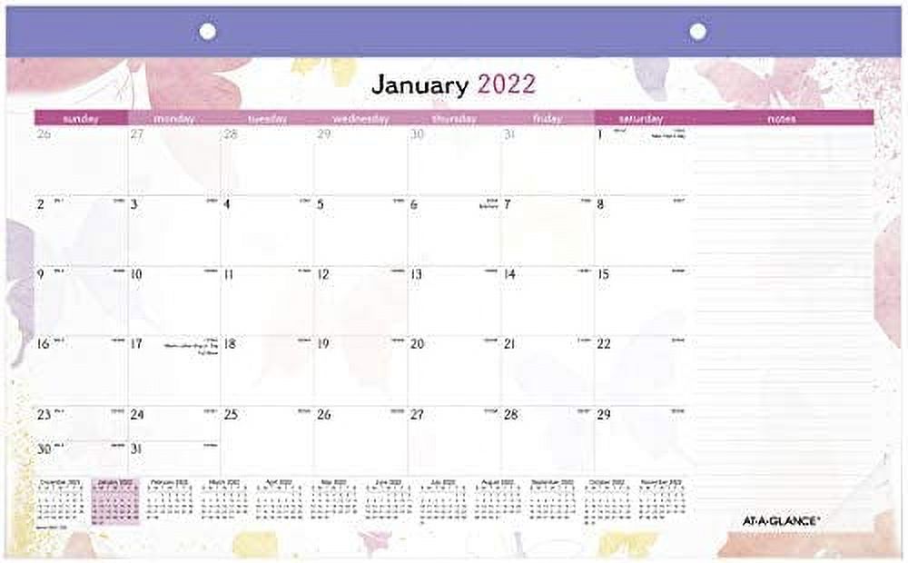 AT-A-GLANCE Contemporary Monthly Compact Desk Pad, 18\" X 11\", Multicolor, Januar