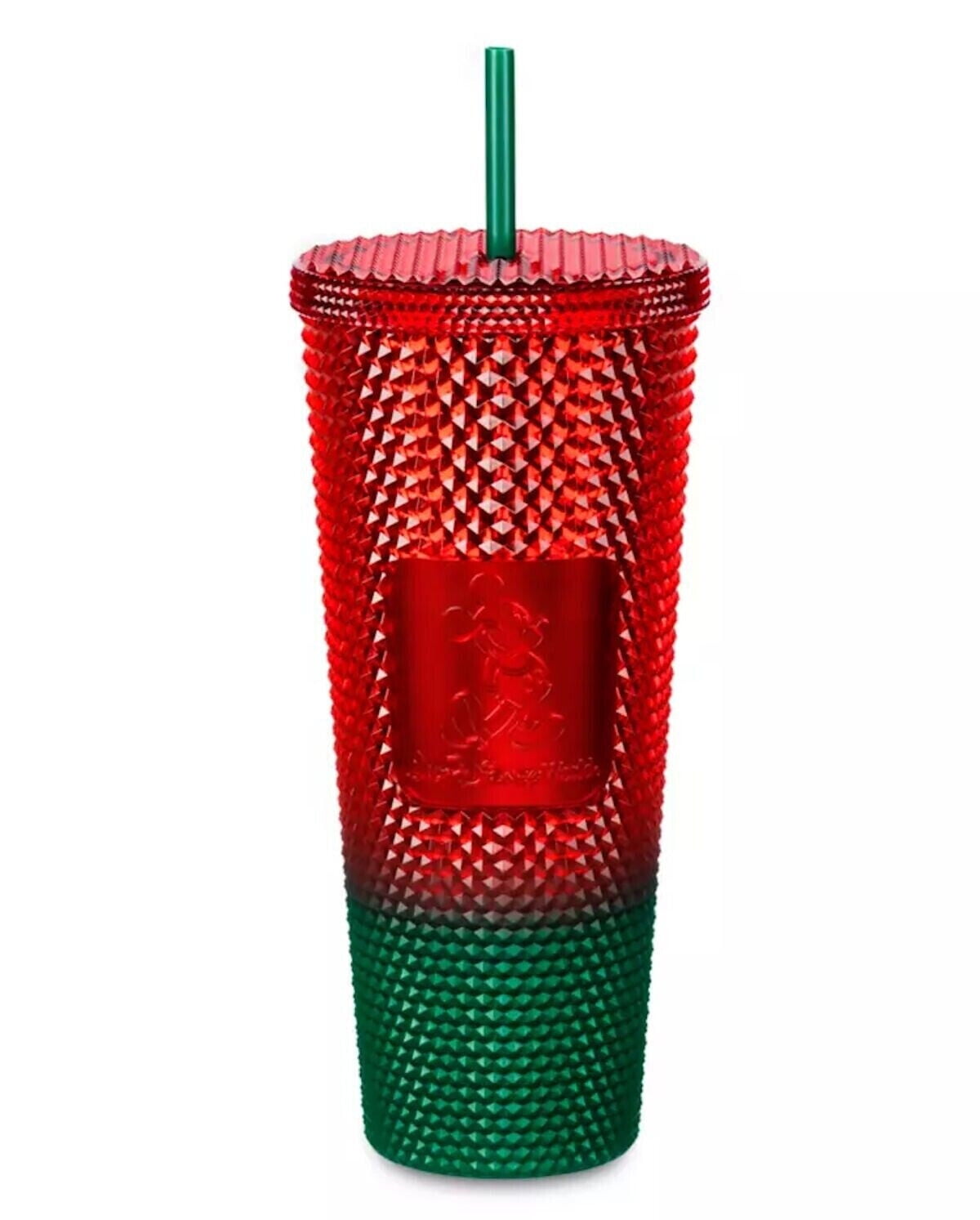 Starbucks Mickey WDW Christmas Tumbler with Straw Red Green Sbuxxmas